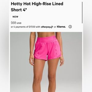 Lululemon hotty hot high rise short 4”
